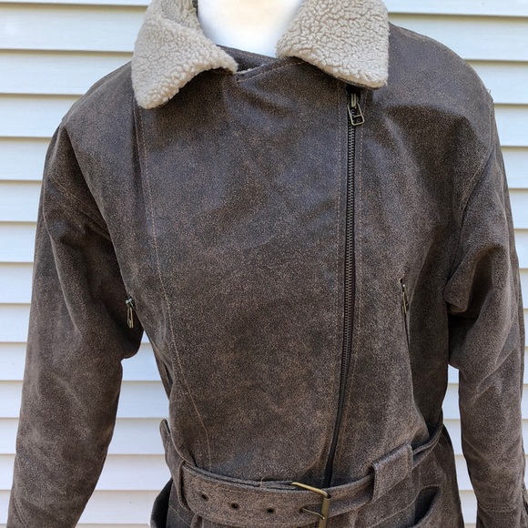 Winlit genuine Leather asymmetrical bomber jacket - Picture 3 of 6